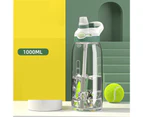 1000ml Water Bottle Wear-resistant Large Capacity Reusable Sports Water Jug with Straw for Daily Use -Green