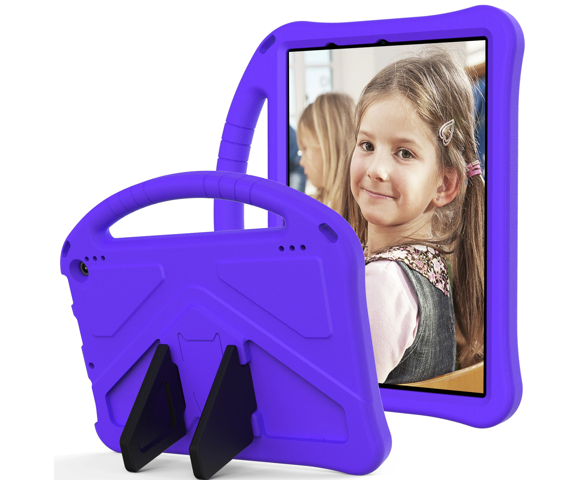 Kids Cute Protective Case Easy to Hold Handles Shockproof Stand for Amazon Kindle Fire HD 10 2019 2017 Release-Purple