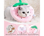 QBLEEV Adjustable Soft Cat Cone Collar After Surgery-Strawberry