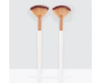 2Pcs Makeup Brush Fan Shape Strong Grasping Power Convenient  Accessory Masque Highlighter Nose Shadow Contouring Blush Brush for Beginner