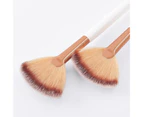 2Pcs Makeup Brush Fan Shape Strong Grasping Power Convenient  Accessory Masque Highlighter Nose Shadow Contouring Blush Brush for Beginner