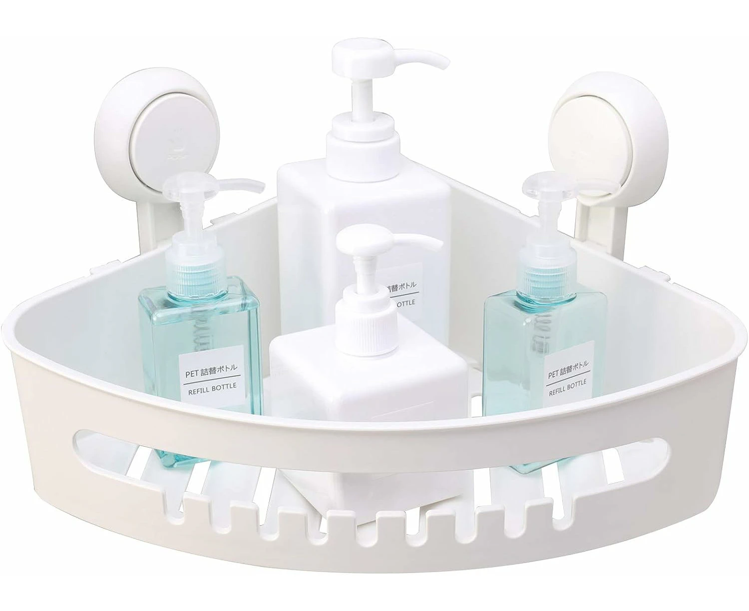 Suction Corner Shower Caddy Bathroom Shower Shelf Storage Basket Wall Mounted Organizer For Shampoo, Conditioner, Plastic Shower Rack For Kitchen & Bathroo