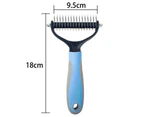 QBLEEV Pet Grooming Two-Side Safe Hair Removal Comb-Blue