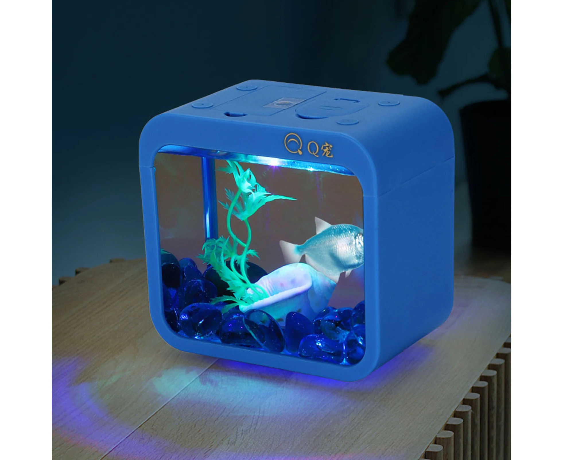 Energy Saving Fish Tank Stylish Reusable Clamshell Feeding Window Fish Terrarium Household Supplies - Blue