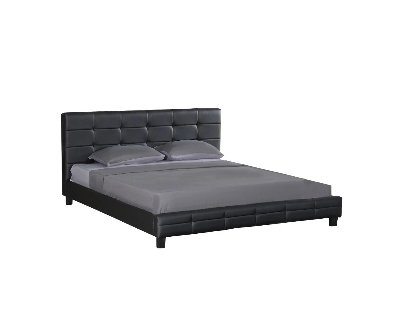 Cooper Simple PU Leather Bed Frame - Grey Fabric