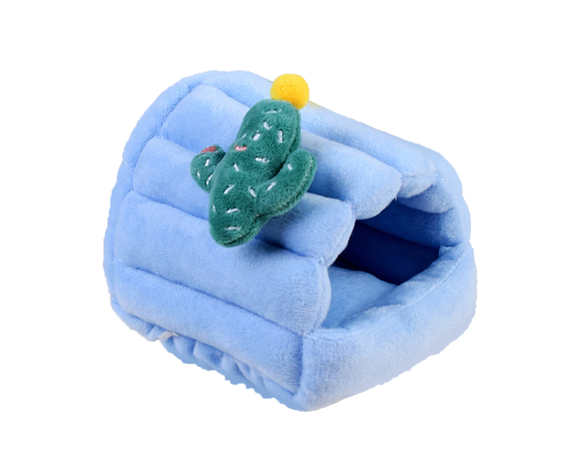 Hamster Nest Cute Appearance Keep Warmth No Deformation Thickened Pet Rat Hamster Squirrel Nest Small Animal Supplies-Bluegreen L