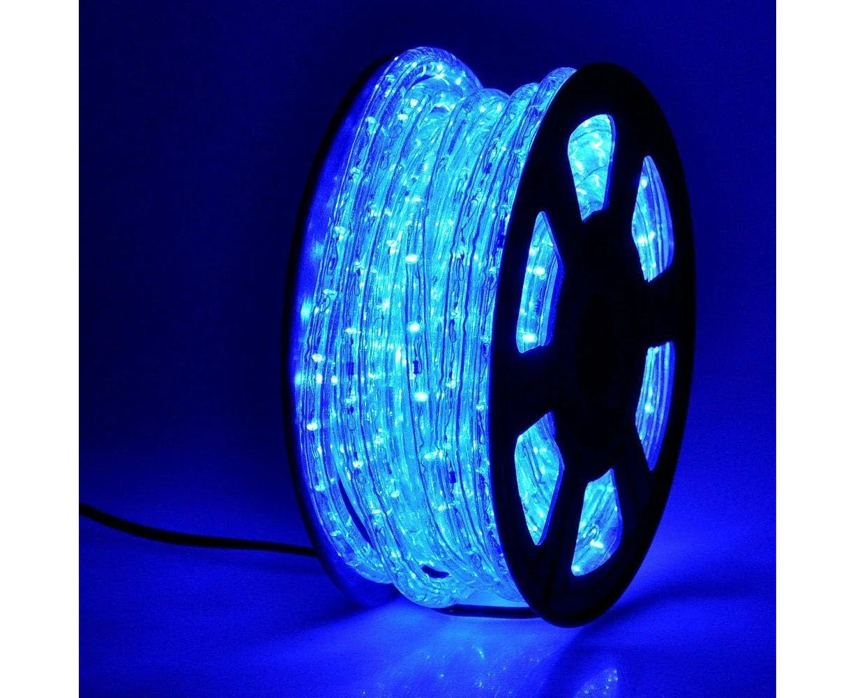 50Ft 360 Led Waterproof Rope Lights,110V Connectable Indoor Outdoor Blue Rope Lights For Deck,Patio,Pool,Camping,Bedroom Decor,Landscape Lighting And More