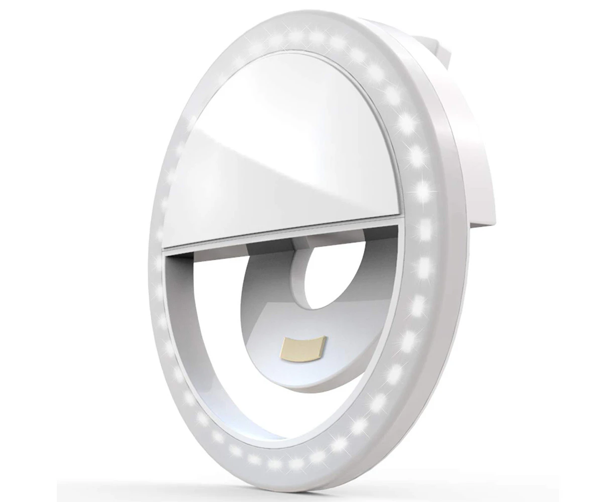 Selfie Ring Light Rechargeable Portable Clip-on Selfie Fill Light with 36 LED for IPhone/Android Smart Phone Photography, Camera Video, Girl Makes Up