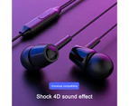 Portable Universal 3.5mm Jack Wired Music Earphone with Microphone Subwoofer Pink