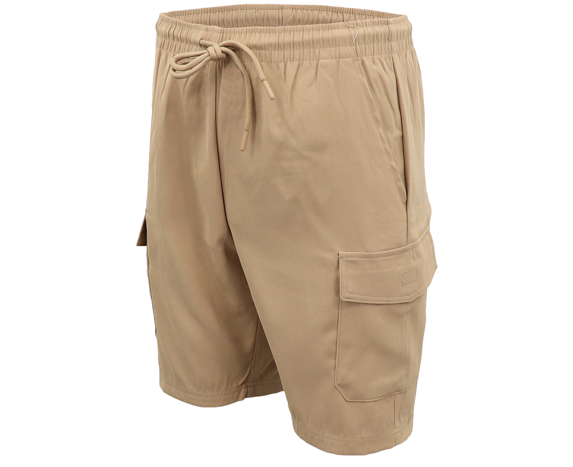 Men's Cargo Shorts 4 Pockets Work Cascual Trousers Active Pants Elastic Waist - Khaki