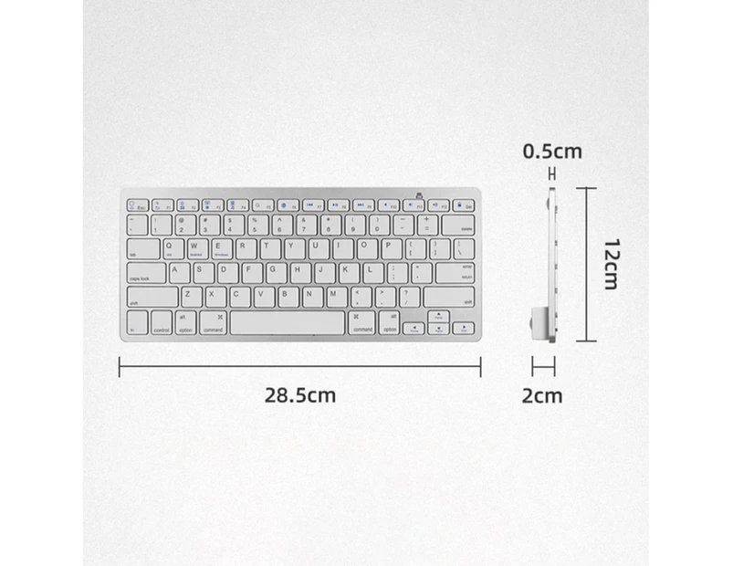 76 Keys Bluetooth-compatible Keyboard Universal Mute Key Quick Response No Delay Long Battery Life Support All Languages Dual Mode PC Tablet-White