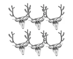 6Pcs Napkin Holder Deer Design Multi-Function Metal Xmas Table Serving Napkin Ring Table Decoration Silver