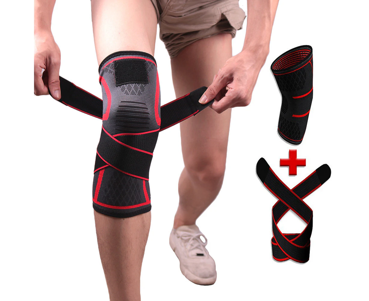 Knee Brace Compression Sleeve With Strap For Best Support-Compression Belt Knitted Sports Knee Pads Badminton Running Fitness Knee Pads Outdoor Mountaineer