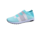 1 Pair Striped Elastic Lightweight Sports Shoes Woman Knitted Slip On Sneakers for Gym