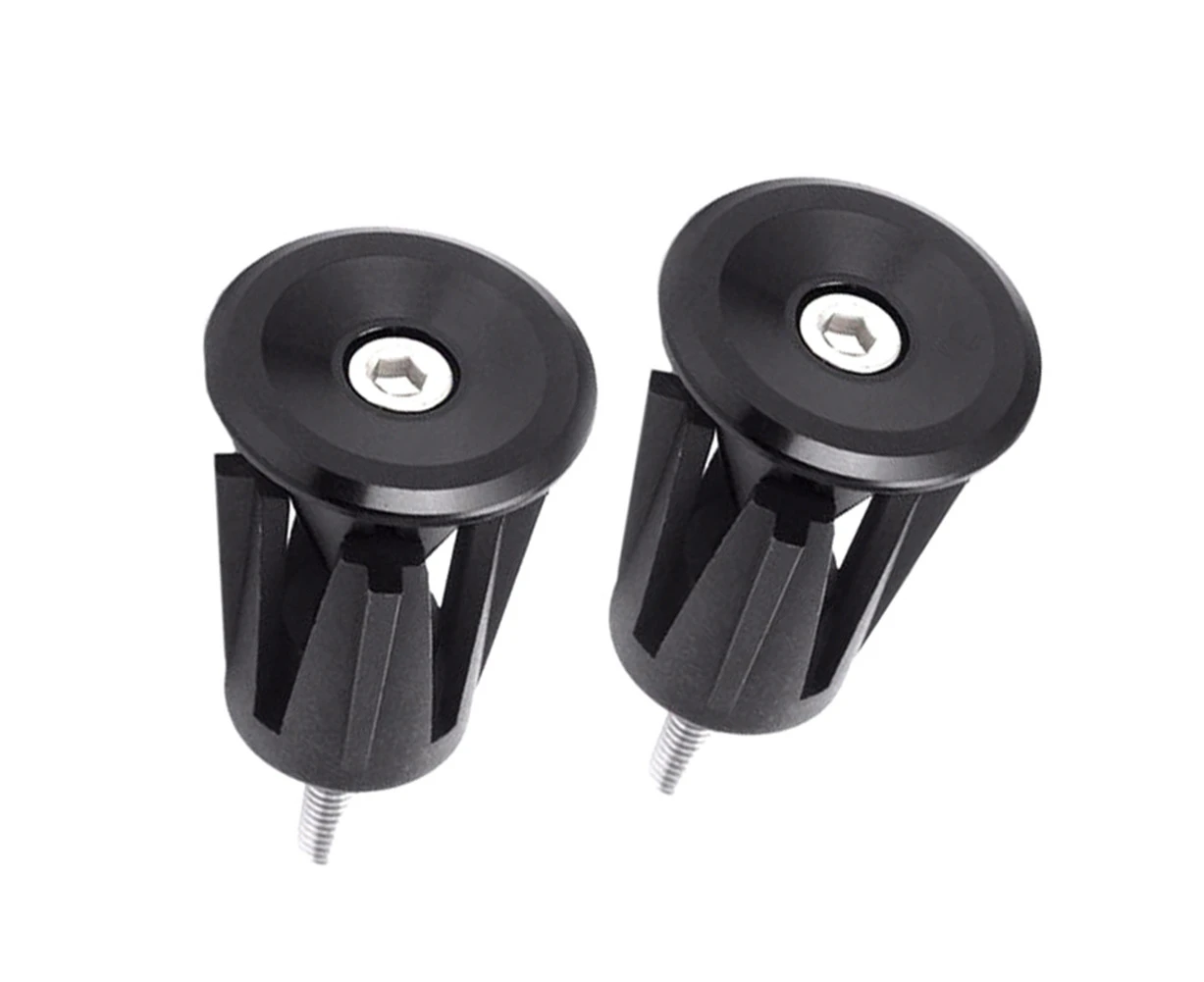 2Pcs/Set Aluminium Alloy Bike Bicycle Cycling Handle Bar Grips End Plug Cap Black