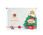 aerkesd File Folder High Capacity Waterproof Transparent Visual Cartoon Christmas Student A4 Zipper Bag School Supplies-Random Style