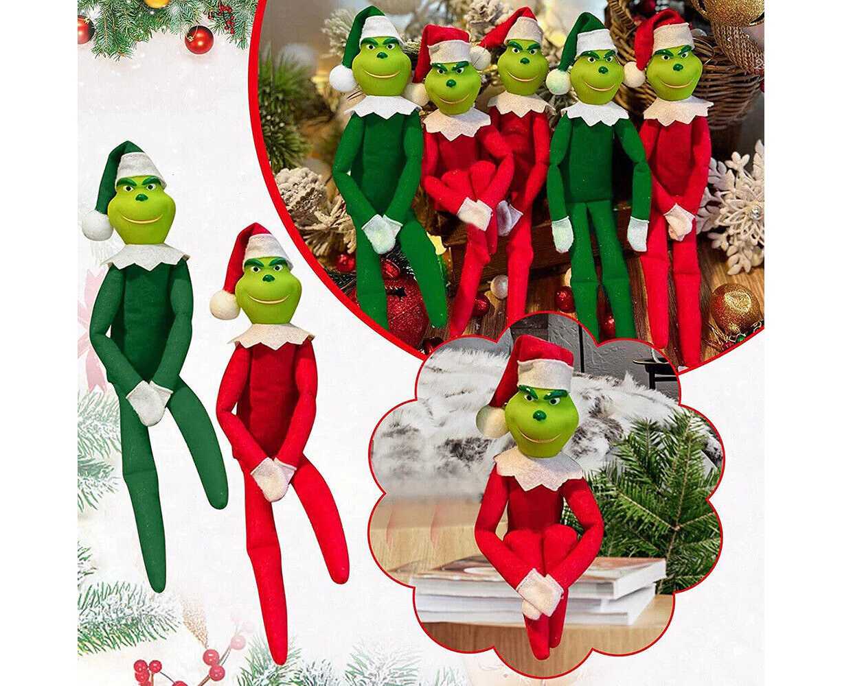 Christmas Grinch Elf Doll Decorations Xmas Halloween Ornaments Pendant Plush Toy