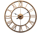 Wall Clock, Iron Silent Wall Clock - Metal Frame 40Cm Gold + Black Needle