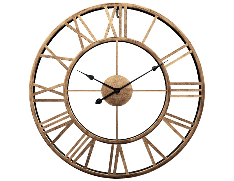 Wall Clock, Iron Silent Wall Clock - Metal Frame 40Cm Gold + Black Needle