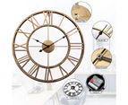 Wall Clock, Iron Silent Wall Clock - Metal Frame 40Cm Gold + Black Needle