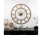 Wall Clock, Iron Silent Wall Clock - Metal Frame 40Cm Gold + Black Needle