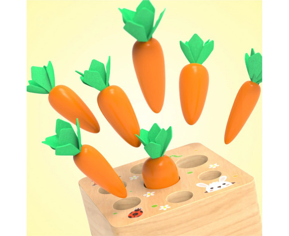 Bestjia Early Education Wooden Block Pulling Carrot Game Kids Children Interactive Toy