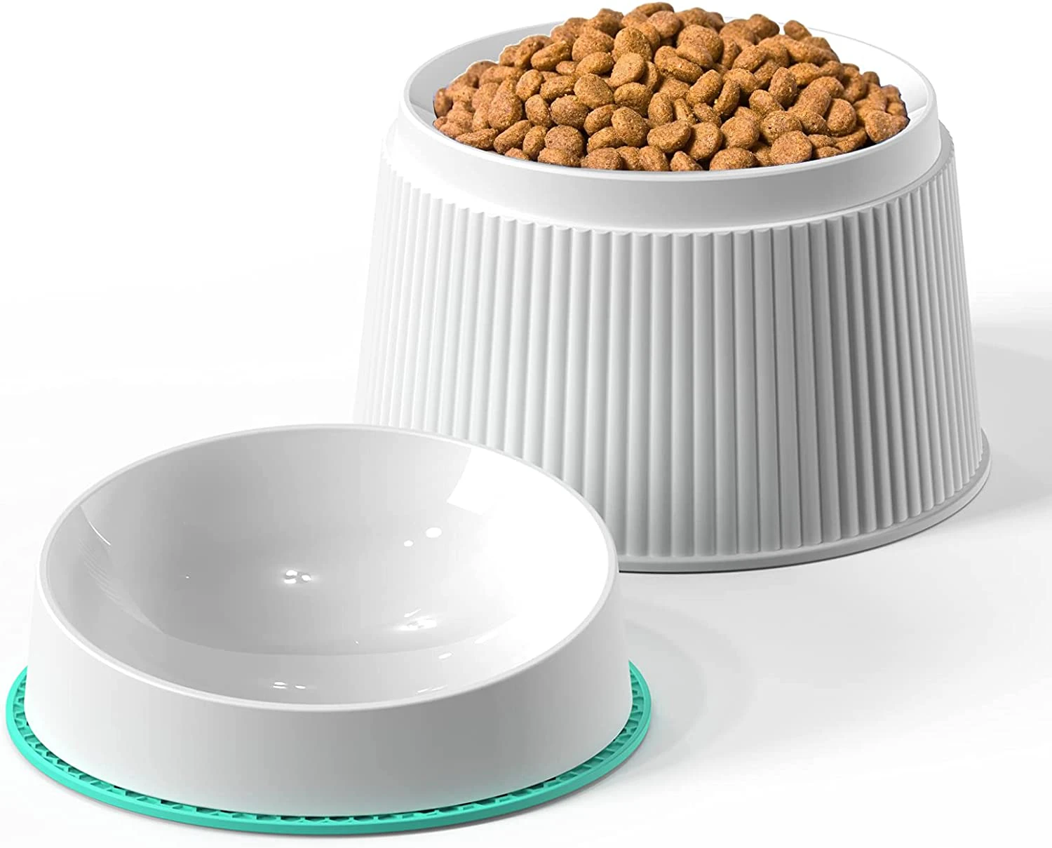 Elevated Cat Food Bowl Super Widen Raised Cat Food Dishes for Protecting Spine, Reliefing Whisker Fatigue, Anti-Vomiting 17° Tilted Pet Feeding Bowls