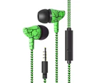 Fashion Cracked Print Universal Braided Wire Volume Control In-ear Earphones Green