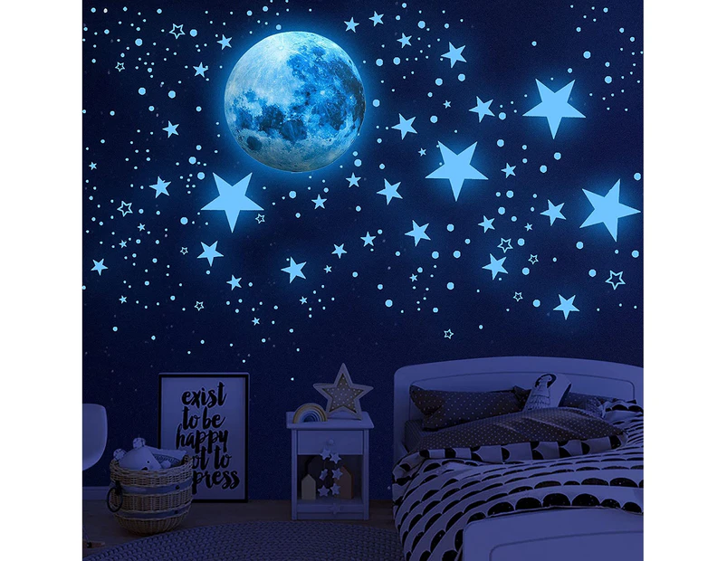 Glow in The Dark Stars for Ceiling,Glow in The Dark Stars and Moon Wall Decals, Ceiling Stars Glow in The Dark Kids Wall Decors, Perfect for Kids Nursery B