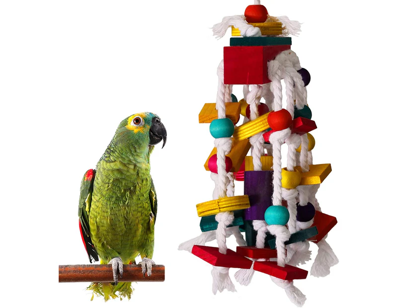 Bird Chewing Toy - Parrot Cage Bite Toys Wooden Block Bird Parrot Toys for Small and Medium Parrots and Birds