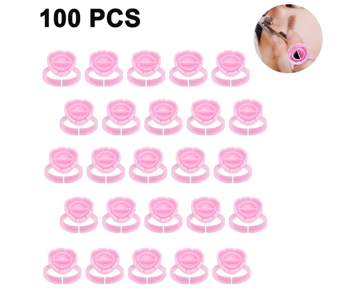 100 PCS Lash Glue Holder Glue Ring Cups Lash Extension Volume Lashes Quick Blossom Cups for Eyelash Extension Supply, 2 Methods of Use