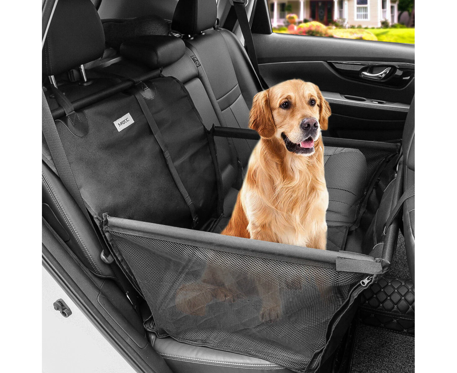 Matcc Car Rear Seat Covers Pet Mat Carrier Protector For Dogs With Seat Belt Waterproof Nonslip Dog Accessories Basket Hammock With Pocket