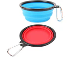 Collapsible Dog Bowl, Travel Dog Bowl, Portable Dog Bowl, Collapsible Cat Bowl, 2 Pieces Travel Bowls-Light Blue + Red