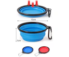 Collapsible Dog Bowl, Travel Dog Bowl, Portable Dog Bowl, Collapsible Cat Bowl, 2 Pieces Travel Bowls-Light Blue + Red