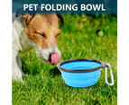 Collapsible Dog Bowl, Travel Dog Bowl, Portable Dog Bowl, Collapsible Cat Bowl, 2 Pieces Travel Bowls-Light Blue + Red