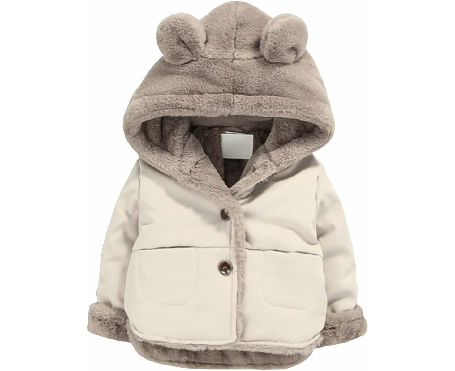 Toddler Fleece Jacket,Warm Cotton Baby Winter Coats,Kids Hooded Outerwear For Boys Girls,Coffee,100 / 2-3 Years Old