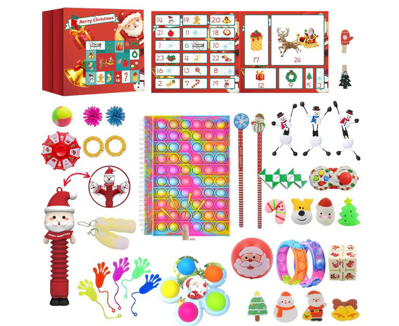 Christmas Advent Calendar  24 Days Stress Relief Kit Figet Toy Box Christmas Gift For Kids - A