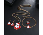 Christmas Tree Santa Elk Bell Earrings Bracelet Ring Necklace Women Jewelry Set *Christmas Tree*