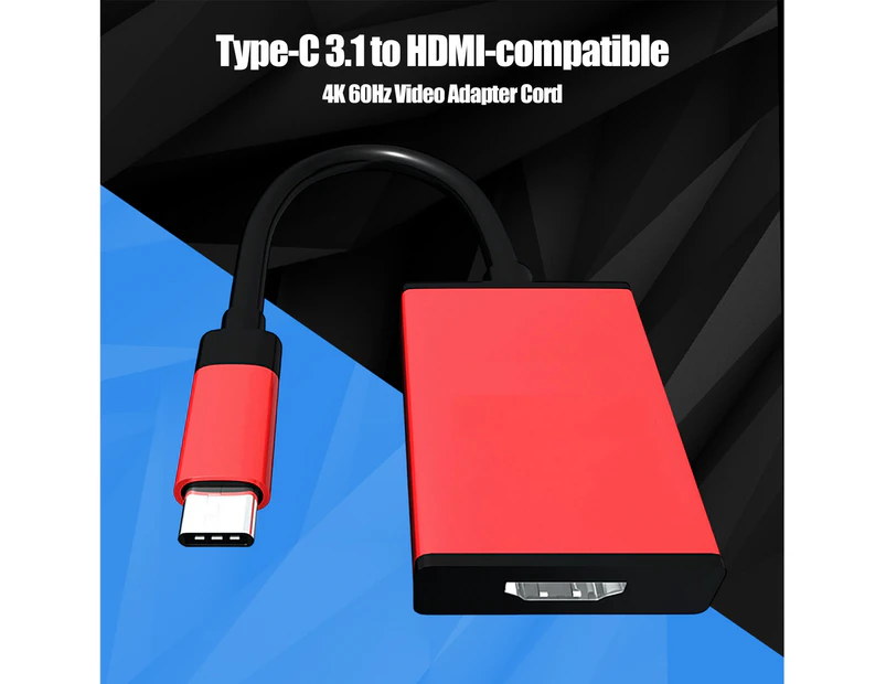 Converter Cable High Resolution Fast Transmission Plug Play Type-C 3.1 to HDMI-compatible 4K 60Hz Video Adapter Cord for Laptop