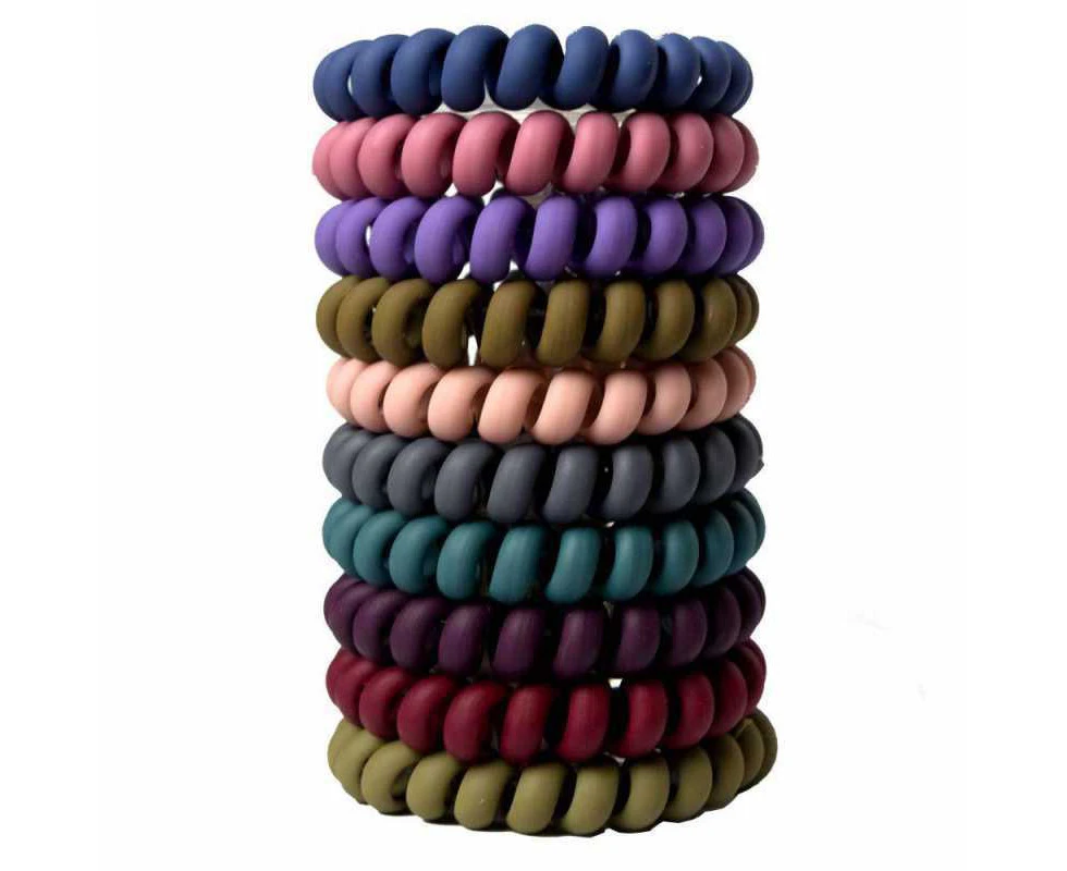 10Pcs Hair Ties For Thick Hair, Coil Elastic Hair Ties, Multicolor Medium Spiral Hair Ties, No Wrinkle Hair Coils For Women And Girls