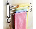 Wall Mounted Swing Towel Bar  Stainless Steel Bath Towel Rod Arm -4 strokes