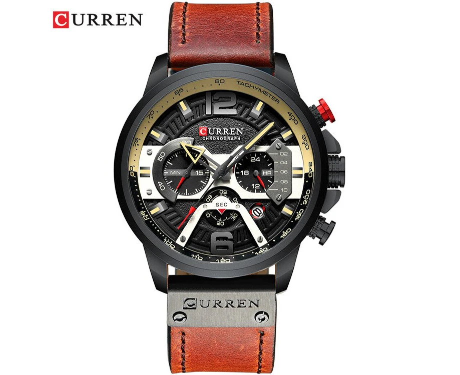 Curren Mens Watches Top Brand Luxury Chronograph Men Watch Leather Luxury Waterproof Sport Watch Men Male Clock Man Wristwatch