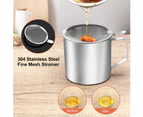 Bacon Grease Container with Stainless Steel Grease Strainer Perfect As Pan Grease Holder, Cooking Oil Keeper and Storage1.2L