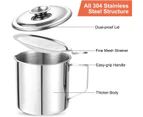 Bacon Grease Container with Stainless Steel Grease Strainer Perfect As Pan Grease Holder, Cooking Oil Keeper and Storage1.2L