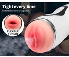 Double Hole Heating Vibrating Masturbator - White