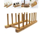 2Pcs Bamboo Dish Drying Rack, Plate Drainer Rack Storage Lid Holder, Stand Kitchen Cabinet Organizer