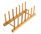 2Pcs Bamboo Dish Drying Rack, Plate Drainer Rack Storage Lid Holder, Stand Kitchen Cabinet Organizer