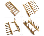 2Pcs Bamboo Dish Drying Rack, Plate Drainer Rack Storage Lid Holder, Stand Kitchen Cabinet Organizer