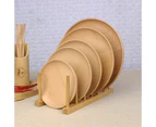 2Pcs Bamboo Dish Drying Rack, Plate Drainer Rack Storage Lid Holder, Stand Kitchen Cabinet Organizer