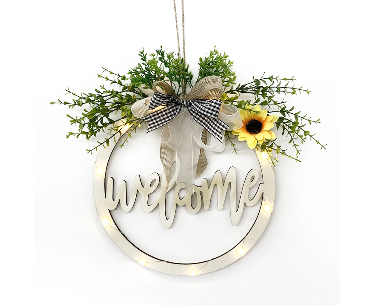 Welcome Sign Front Door Decor Farmhouse Front Porch Decor Wooden Wall Sign With Led Lights,Styling 1